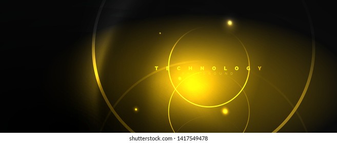 Dark abstract background with bright color neon lights and lines. Glowing background, vector futuristic techno template