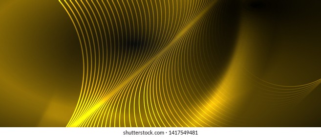 Dark abstract background with bright color neon lights and lines. Glowing background, vector futuristic techno template