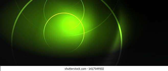 Dark abstract background with bright color neon lights and lines. Glowing background, vector futuristic techno template