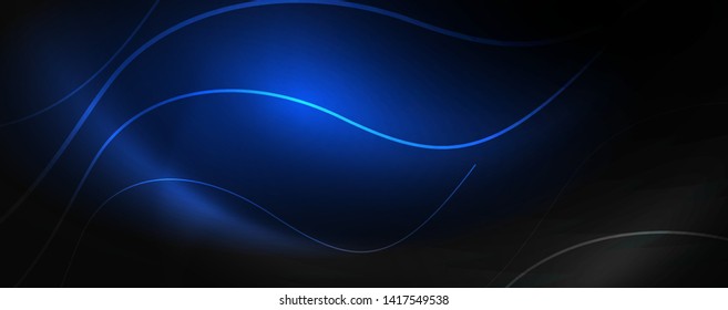 Dunkler abstrakter Hintergrund mit hellen Neonleuchten und Linien. Glühender Hintergrund, Vektorfuturistische Techno-Vorlage