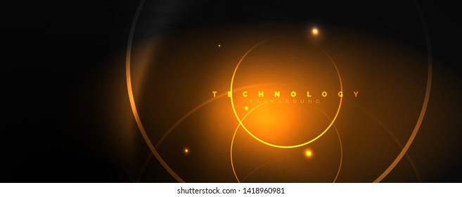Dunkler abstrakter Hintergrund mit hellen Neonleuchten und Linien. Glühender Hintergrund, Vektorfuturistische Techno-Vorlage