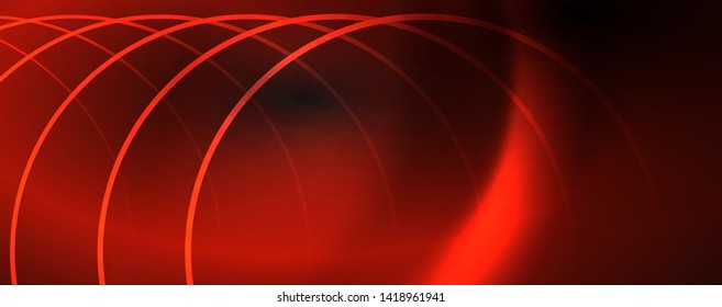 Dark abstract background with bright color neon lights and lines. Glowing background, vector futuristic techno template