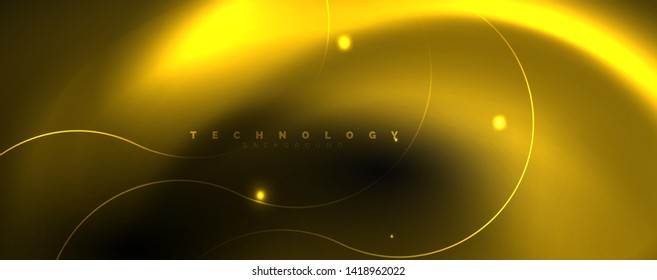 Dark abstract background with bright color neon lights and lines. Glowing background, vector futuristic techno template