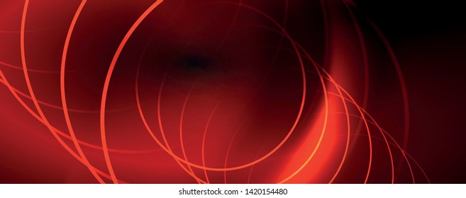 Dark abstract background with bright color neon lights and lines. Glowing background, vector futuristic techno template