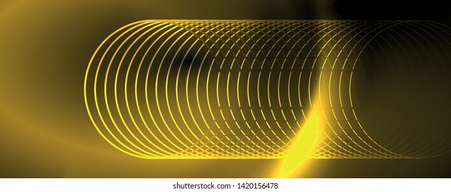 Fondo abstracto oscuro con luces de neón de color brillante y líneas. Fondo brillante, plantilla de tecnología vector futurista