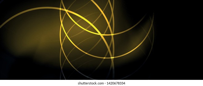 Dark abstract background with bright color neon lights and lines. Glowing background, vector futuristic techno template