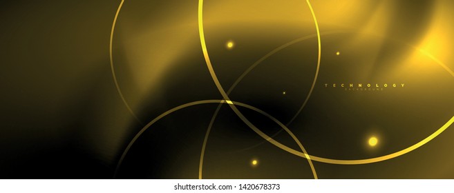 Dunkler abstrakter Hintergrund mit hellen Neonleuchten und Linien. Glühender Hintergrund, Vektorfuturistische Techno-Vorlage