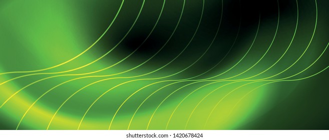 Dark abstract background with bright color neon lights and lines. Glowing background, vector futuristic techno template