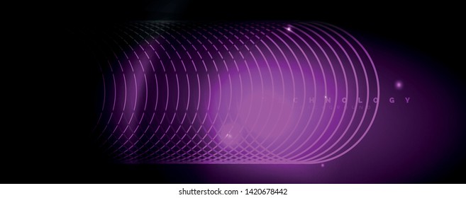 Fondo abstracto oscuro con luces de neón de color brillante y líneas. Fondo brillante, plantilla de tecnología vector futurista