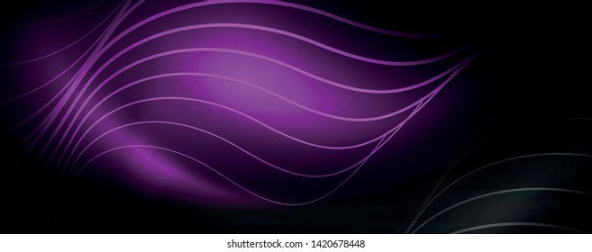 Dark abstract background with bright color neon lights and lines. Glowing background, vector futuristic techno template
