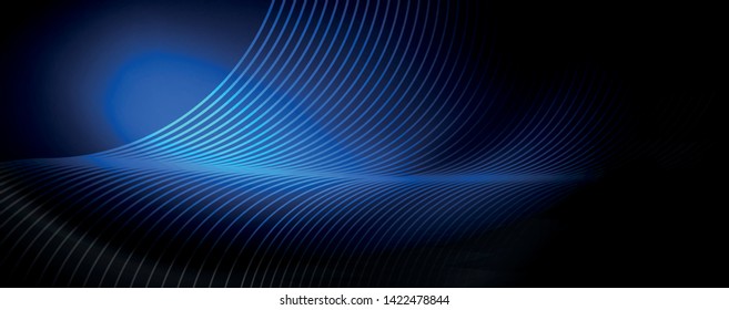 Dark abstract background with bright color neon lights and lines. Glowing background, vector futuristic techno template