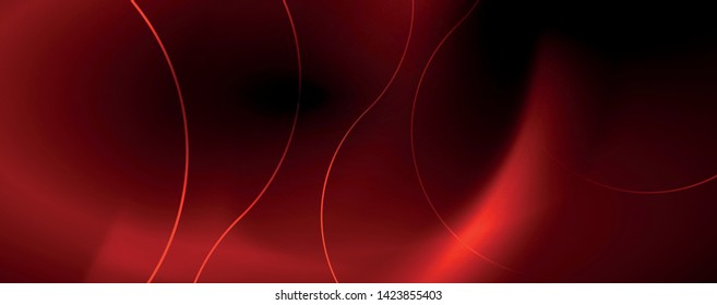 Dark abstract background with bright color neon lights and lines. Glowing background, vector futuristic techno template