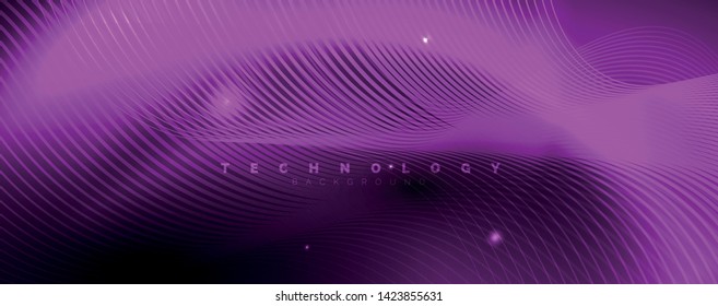 Dark abstract background with bright color neon lights and lines. Glowing background, vector futuristic techno template