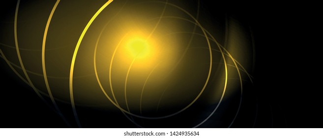 Dark abstract background with bright color neon lights and lines. Glowing background, vector futuristic techno template
