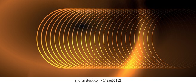 Fondo abstracto oscuro con luces de neón de color brillante y líneas. Fondo brillante, plantilla de tecnología vector futurista