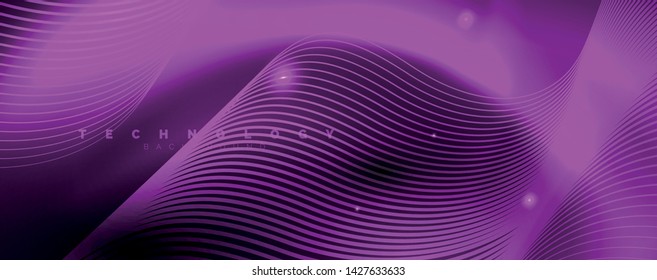Fondo abstracto oscuro con luces de neón de color brillante y líneas. Fondo brillante, plantilla de tecnología vector futurista