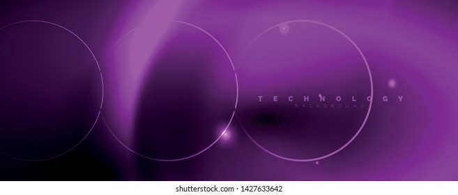 Dark abstract background with bright color neon lights and lines. Glowing background, vector futuristic techno template