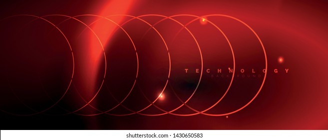 Dark abstract background with bright color neon lights and lines. Glowing background, vector futuristic techno template