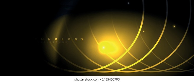 Dark abstract background with bright color neon lights and lines. Glowing background, vector futuristic techno template