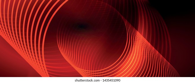 Dark abstract background with bright color neon lights and lines. Glowing background, vector futuristic techno template