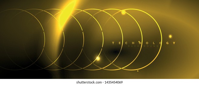Dunkler abstrakter Hintergrund mit hellen Neonleuchten und Linien. Glühender Hintergrund, Vektorfuturistische Techno-Vorlage