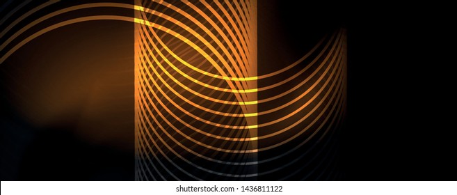 Dunkler abstrakter Hintergrund mit hellen Neonleuchten und Linien. Glühender Hintergrund, Vektorfuturistische Techno-Vorlage