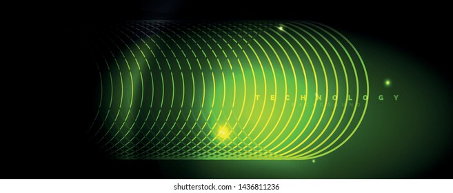 Dark abstract background with bright color neon lights and lines. Glowing background, vector futuristic techno template