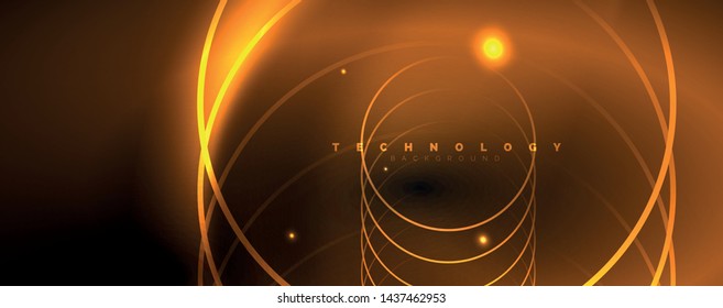 Fondo abstracto oscuro con luces de neón de color brillante y líneas. Fondo brillante, plantilla de tecnología vector futurista