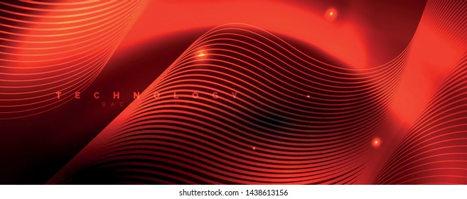 Dark abstract background with bright color neon lights and lines. Glowing background, vector futuristic techno template