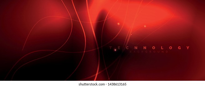 Dark abstract background with bright color neon lights and lines. Glowing background, vector futuristic techno template
