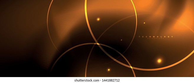 Dark abstract background with bright color neon lights and lines. Glowing background, vector futuristic techno template