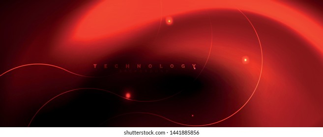 Fondo abstracto oscuro con luces de neón de color brillante y líneas. Fondo brillante, plantilla de tecnología vector futurista