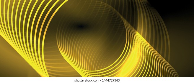 Dark abstract background with bright color neon lights and lines. Glowing background, vector futuristic techno template