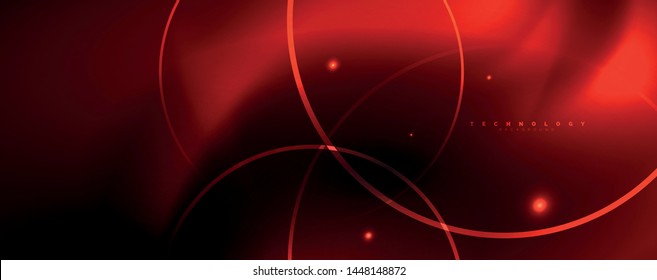 Dark abstract background with bright color neon lights and lines. Glowing background, vector futuristic techno template