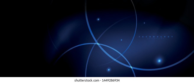 Dark abstract background with bright color neon lights and lines. Glowing background, vector futuristic techno template