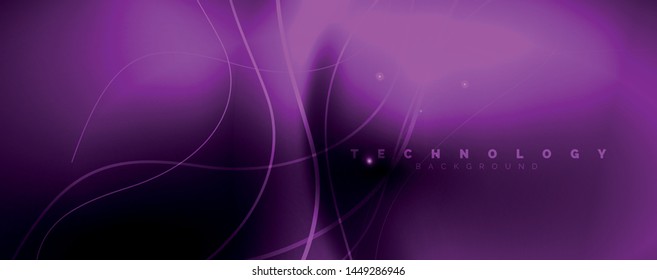 Dark abstract background with bright color neon lights and lines. Glowing background, vector futuristic techno template