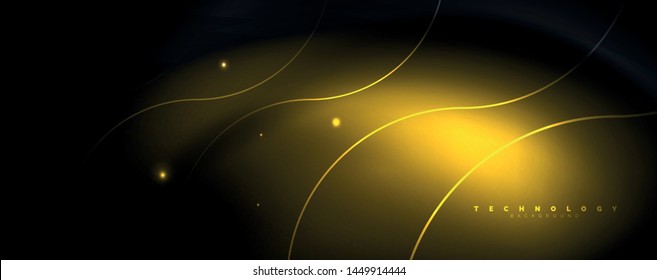 Dark abstract background with bright color neon lights and lines. Glowing background, vector futuristic techno template