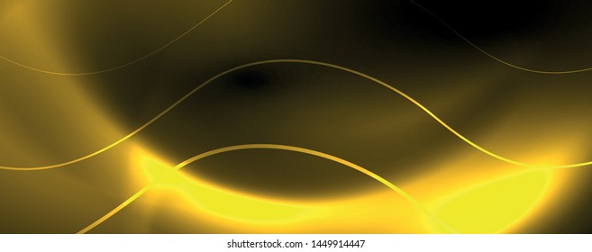 Fondo abstracto oscuro con luces de neón de color brillante y líneas. Fondo brillante, plantilla de tecnología vector futurista
