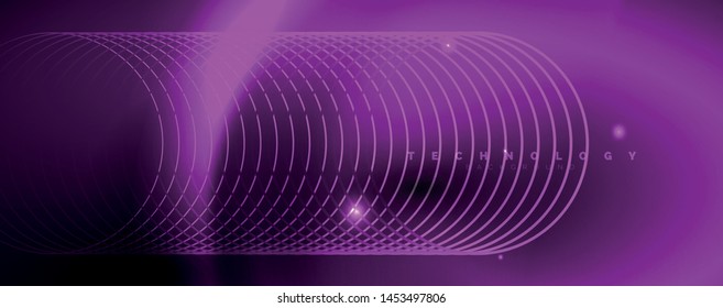 Fondo abstracto oscuro con luces de neón de color brillante y líneas. Fondo brillante, plantilla de tecnología vector futurista