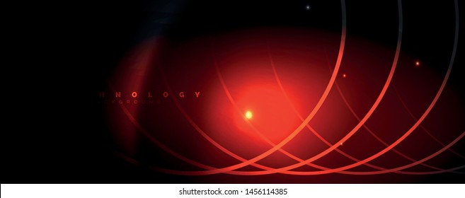 Dark abstract background with bright color neon lights and lines. Glowing background, vector futuristic techno template