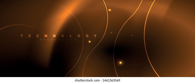 Dark abstract background with bright color neon lights and lines. Glowing background, vector futuristic techno template