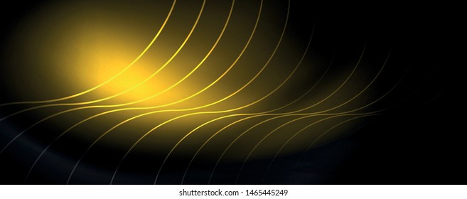 Dark abstract background with bright color neon lights and lines. Glowing background, vector futuristic techno template