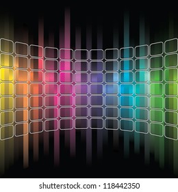 dark abstract background with bright spectrum of lights and grid for your designs