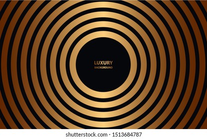 Dark abstract background a combination with circle golden line decoration. Luxury and elegant concept vector design template for use element cover, banner, advertising, corporate