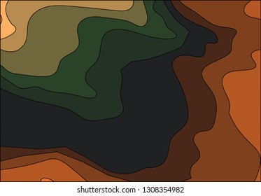 Dark abstract background.  Designer background for decorative illustrations. Vector background of wavy dark stripes. Wavy pattern with black lines.