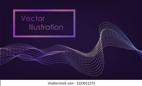 Dark abstract background with dotted wave, equalizer, poster