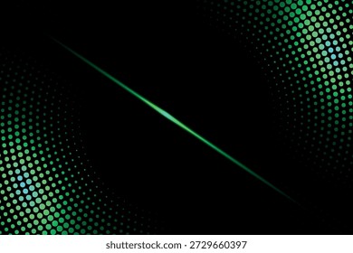Dark abstract background with dynamic halftone geometric pattern that glows. Circular background design with modern and futuristic light lines. VOL. 5