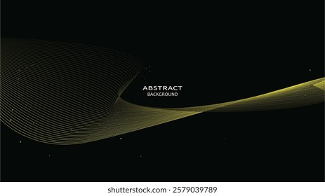 Dark abstract background enhanced with yellow wavy lines