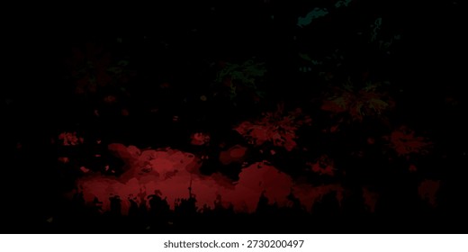 Un fondo oscuro y abstracto con Elementos rojos y rosados borrosos con luces bokeh dispersas, creando un efecto malhumorado y atmosférico.