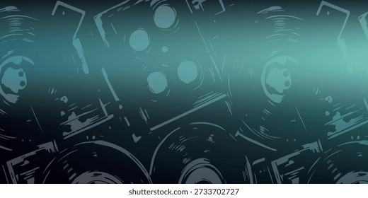 Un fondo oscuro y abstracto con contornos débiles de componentes mecánicos y engranajes, superpuestos con un degradado de verde azulado brillante a azul oscuro, creando una estética futurista e industrial.